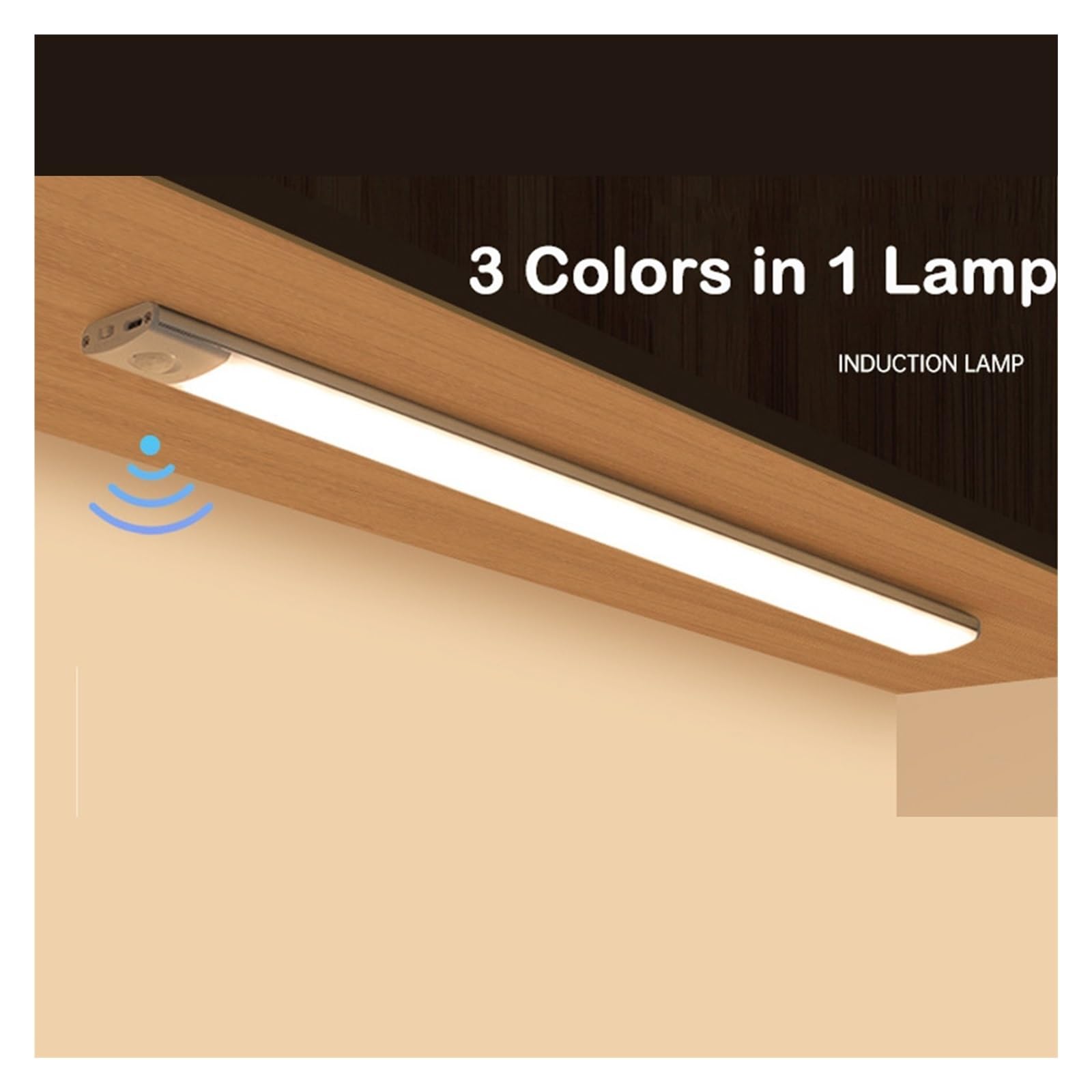 Unterschrank Leuchten LED-Schlafzimmer-Nachtlicht Mit Bewegungsmelder, Kabelloses USB-Unterschranklicht For Küche, Kleiderschrank, Innenbereich, 3 Farben In 1 Beleuchtung(30CM,Silver)