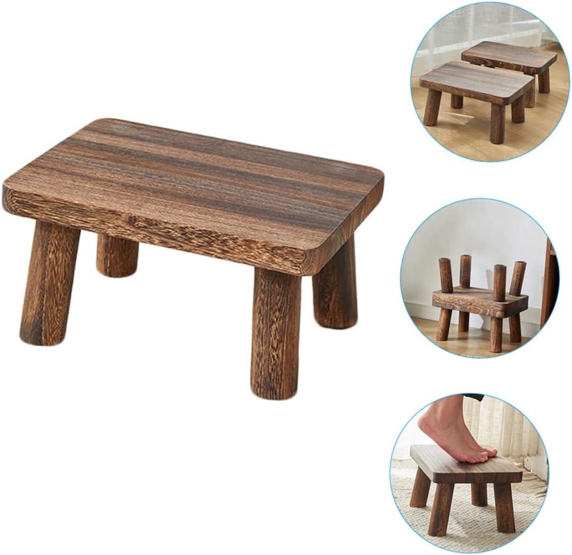 Garneck Wooden Step Stool for Adults and Boys and Girls Small Foot Stool for Kitchen and Bathroom Non-Slip Design Sturdy Solid Wood Construction for Home Use