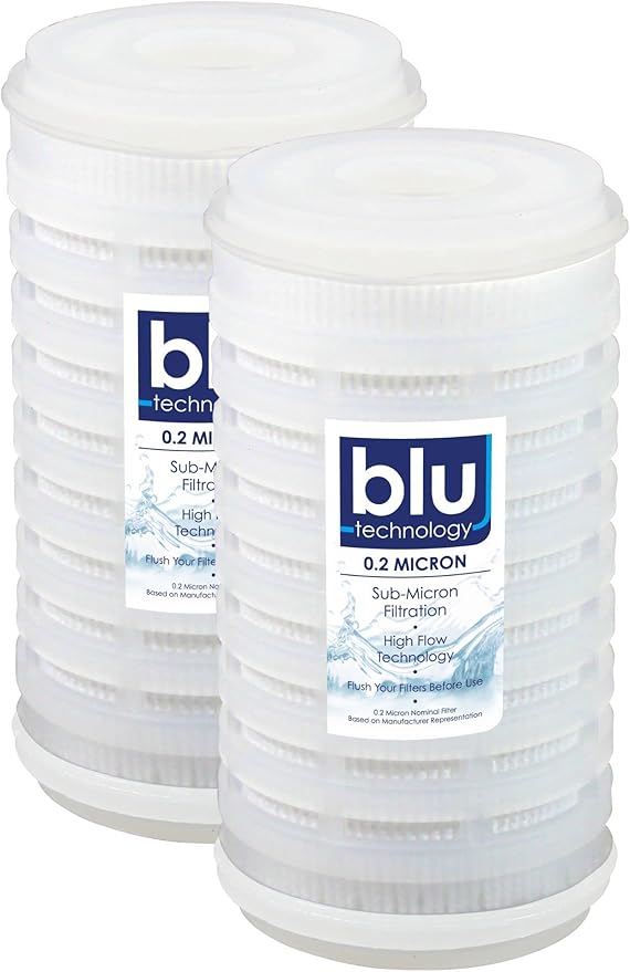 Blu Tech 5 Inch High Flow RV Water Filter 2 Pack, 0.2