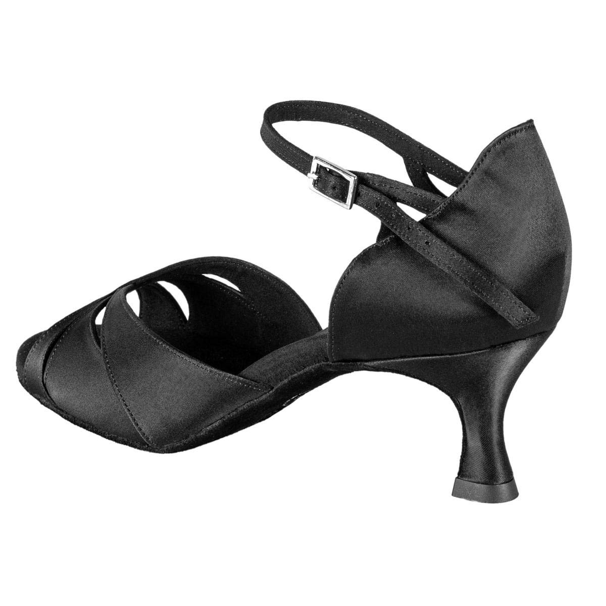 Rummos Damskie buty do tańca R385 041 - czarna satyna - regularny krój - 5 cm 50R rozkloszowany obcas - wyprodukowano w Portugalii