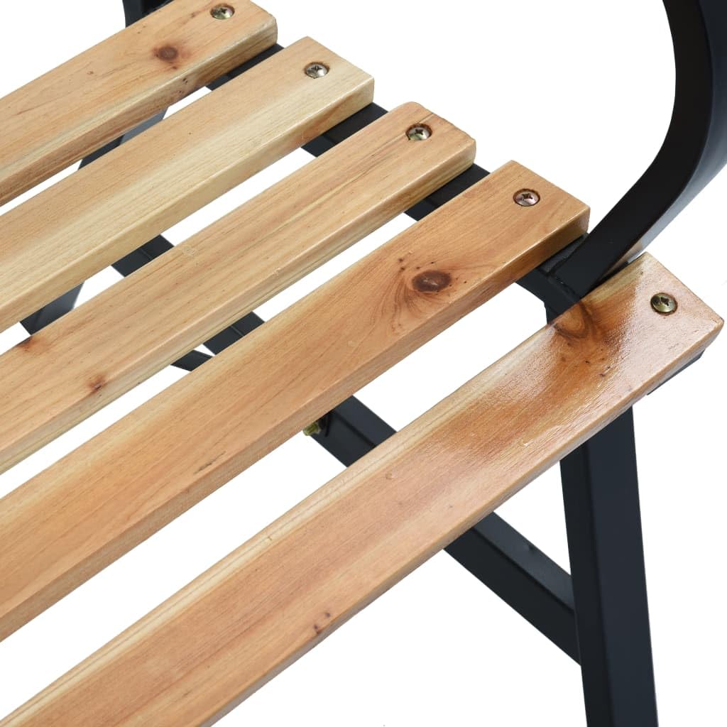 Ławka ogrodowa 120 cm, wykonana z litego drewna i żeliwa, odporna na warunki atmosferyczne, do użytku na zewnątrz, na taras, werandę, stabilny mebel do siedzenia z eleganckim oparciem