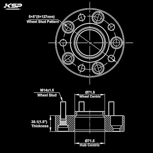 Miniatura 2 de KSP - Espaciador de rueda de 1.5 pulgadas para Wrangler JLJLU Gladiator JT 2019-2024, espaciador de aluminio 5X5 para Grand Cherokee Durango
