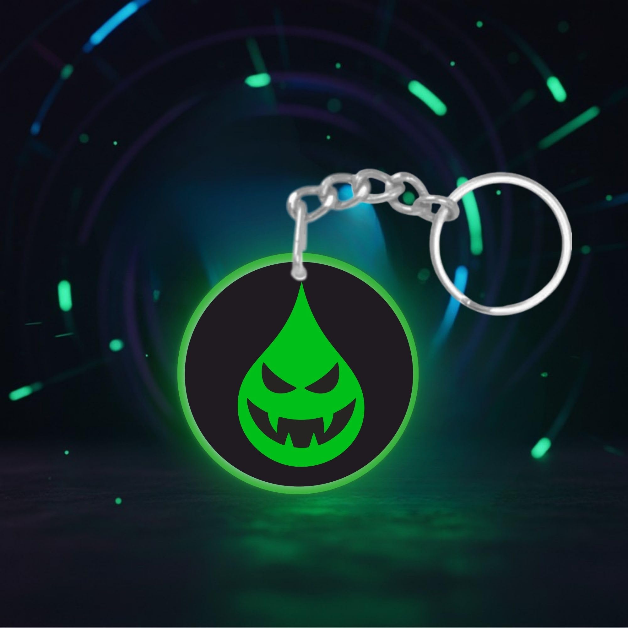Glow in the Dark ANGRY DROP Keychain/Luminous Motorbike Key Ring/Radium Keychain Accessory for Bike/Stylish/Radium/Buy/Top/Night Glow(Pack of 1)-picture-52