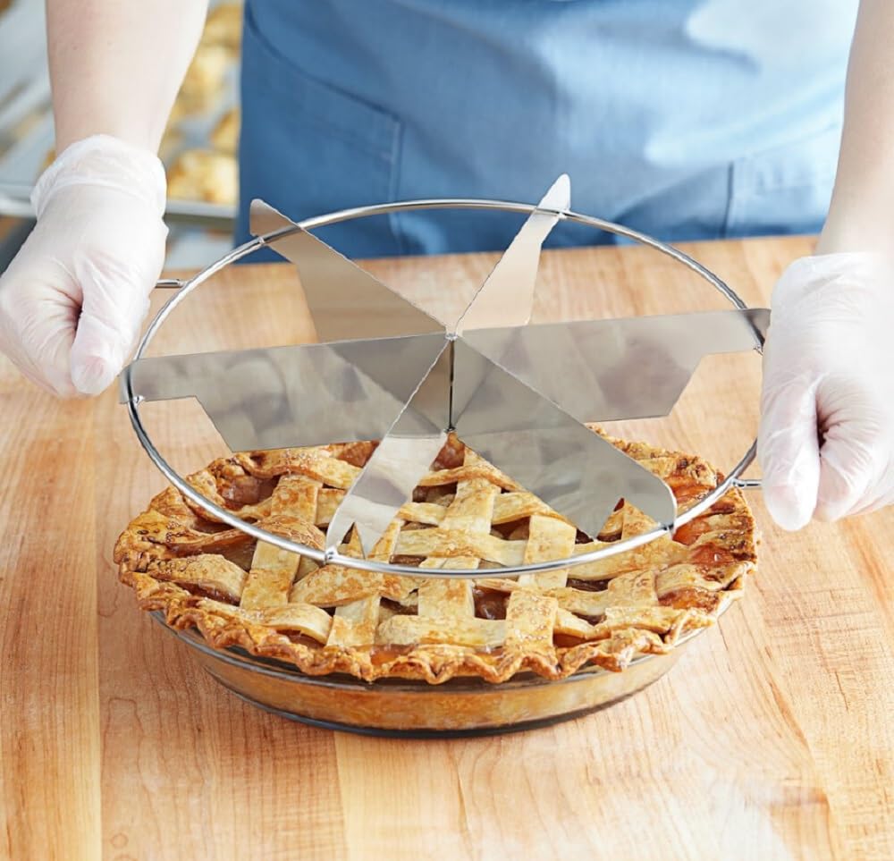 Soro Essentials- 6 Cut Stainless Steel 10” Pie Cutter with Side Handles- Pie Slicer Round Cake and Pie Slicer Cake Divider Cheesecake Cutter Equal Portion Cutter Slicer Baking Tool