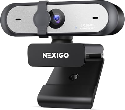 NexiGo N660P Pro 4K Webcam with Distortion-Free Lens, 1080p 60 fps Autofocus USB Streaming Camera, 3DNR, Noise-Canceling Mics & Privacy Cover, Web Cam for Gaming/Live Streaming/PC/Mac/Switch 2, Black