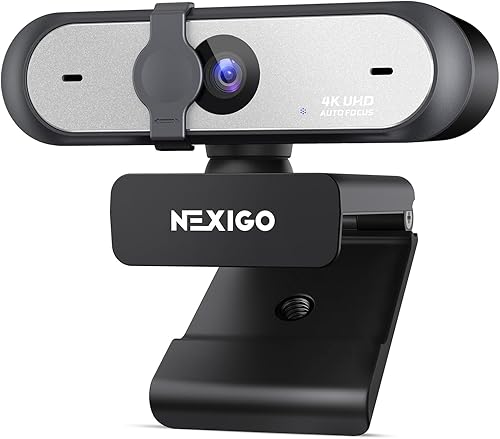 NexiGo N660P Pro 4K Webcam with Distortion-Free Lens, 1080p 60 fps Autofocus USB Streaming Camera, 3DNR, Noise-Canceling Mics & Privacy Cover, Web Cam for Gaming/Live Streaming/PC/Mac/Switch 2, Black