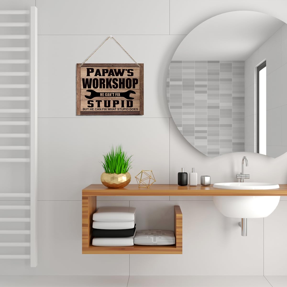Papaw's Workshop Sign - Father's Day & Birthday Gift, Rustic Wooden Wall Plaque, Farmhouse Home Decor, Funny Grandpa Mechanic Gift