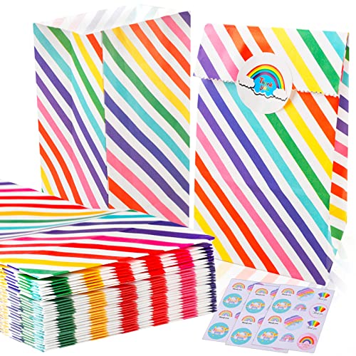 12 Einhorn Geschenktüten + 18 Aufkleber – Kraftpapier, 22x12x8cm, Für Süßigkeiten & Mitgebsel