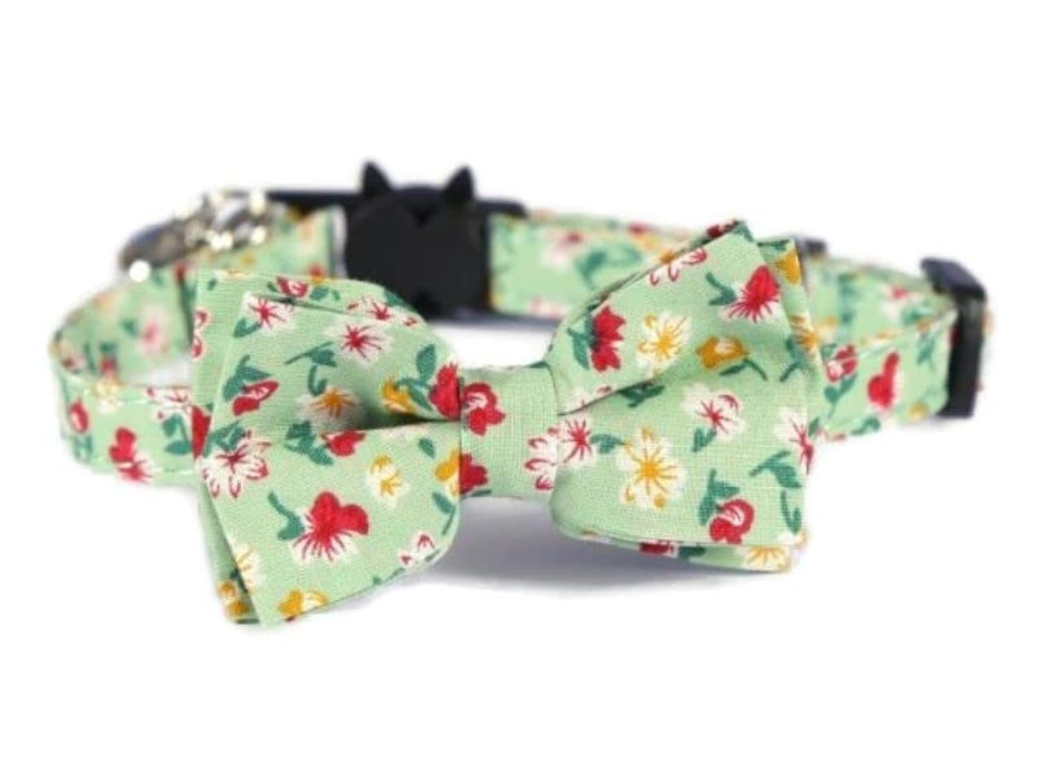 Bowtie Cat Collars with Bell | Safe Quick Release Breakaway Buckle | ZACAL Cat Collars (Beige Leopard Print) — view 3