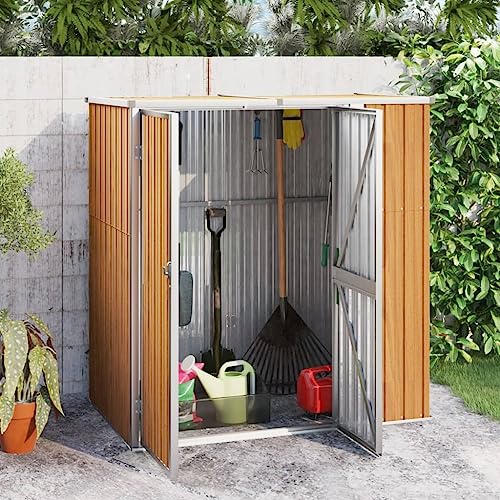Générique Abri à Outils de Jardin Marron 161x89x161 cm Acier galvanisé, Maison & Jardin, Pelouses & Jardins, Vie en extérieur, Structures extérieures,...