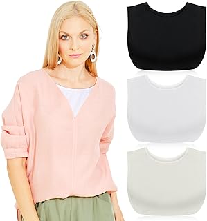 3 Pieces Fake Collars for Women Modesty Panels Crew Collar Neckline Cleavage Cover for Women Under Blouses Favors - Buy now