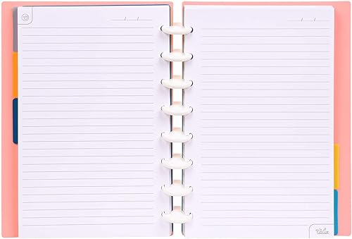 Vista 303 de Talia - Agenda personalizable con aros, (Fireworks Deep Lake, con discos Deep Lake, tamaño mediano (7.5 x 9.75 pulgadas).