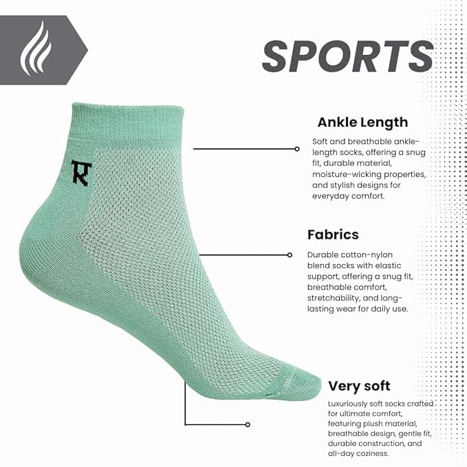 Image of PRASTHAN Sports Unisex Nylon Cotton Ankle Length Socks Made With Breathable Anti Odour & Moisture Absorbent Combed Cotton with a Extra Durable.