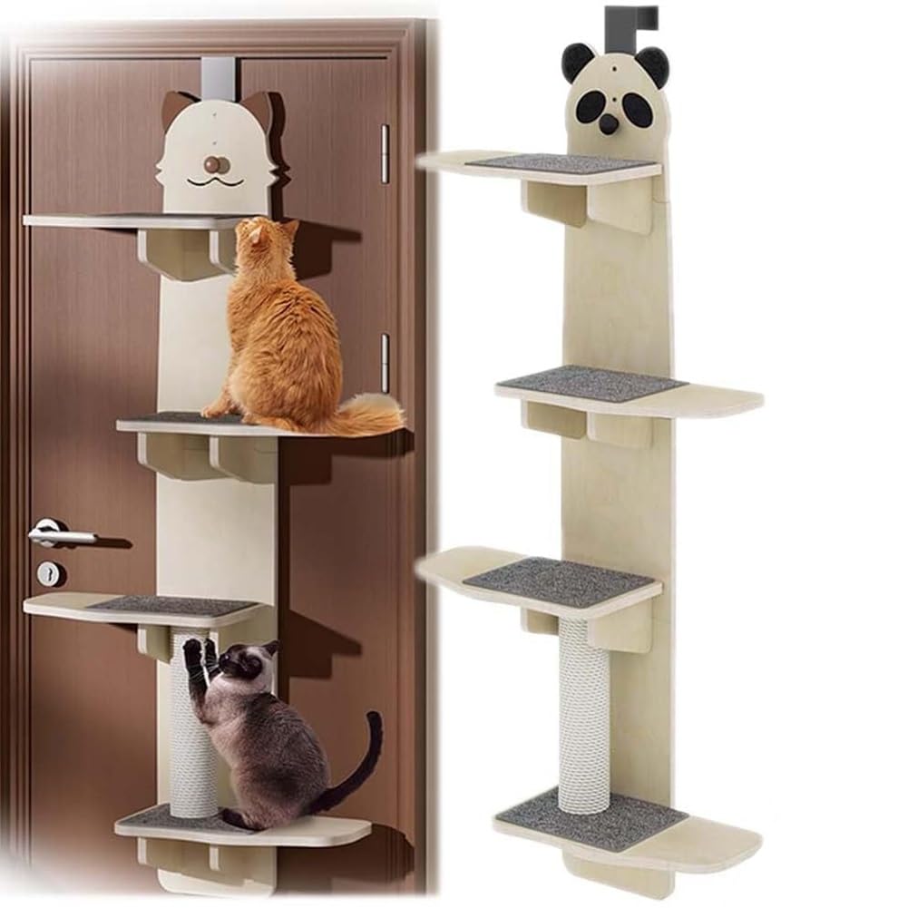 Étagère de saut pour chat fixation porte - Arbre à chat vertical pour stimuler les félins d'intérieur