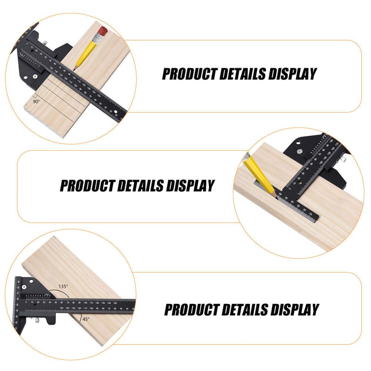 DOITOOL Regla de Carpintería de Aleación de Aluminio Diseño Minimalista, Medición Precisa 0-210mm y Tope Desmontable para Trabajo en Múltiples Escenas