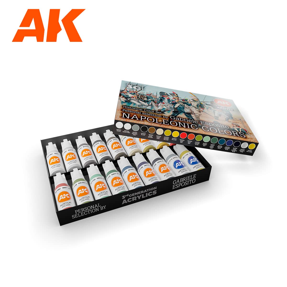 AK Acrylics 3Gen AK11772 HISTORICAL COLOR SET: NAPOLEONIC COLORS - SIGNATURE SET ESPOSITO (18x17ml)