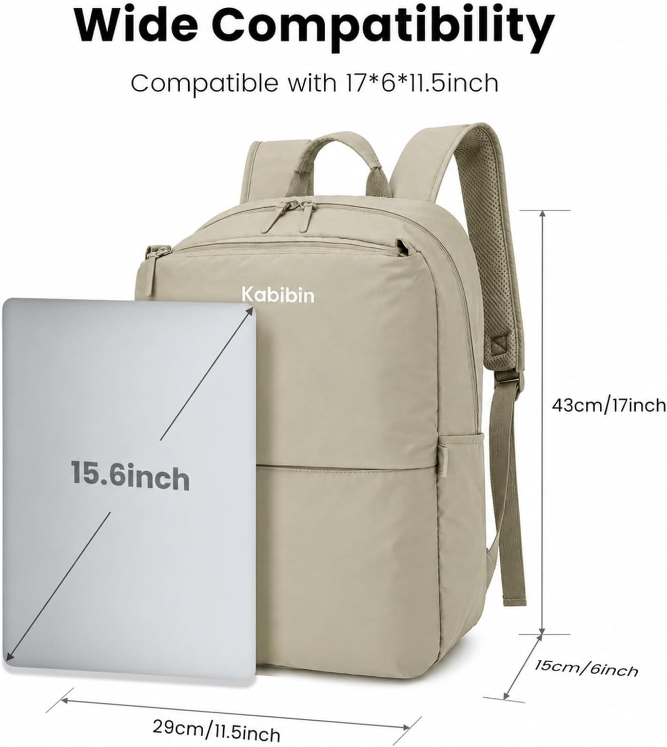 Travel Laptop Backpack for Men & Women, Water Resistant College Bookbag for Girls & Boys, Lightweight Business Work Bag & Airplane Carry on Daypack Built-in Organizer (Khaki Green) image 4