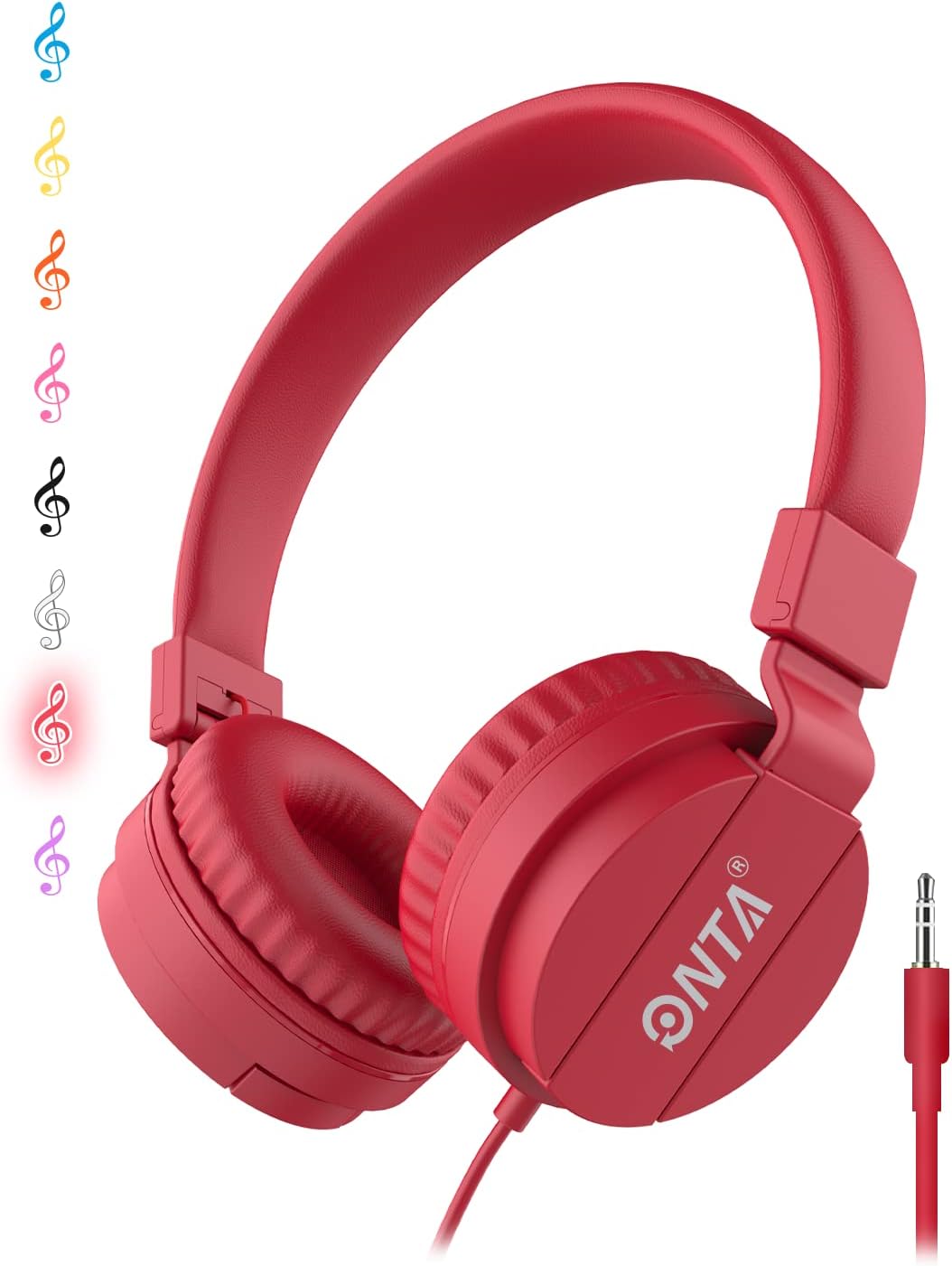 ONTA Foldable Headphone,On-Ear Audio Adjustable Lightweight Headphone for Cellphones Smartphones Iphone Laptop Computer Mp3/4 Earphones (red)