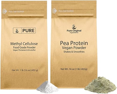 PURE ORIGINAL INGREDIENTS Paquete de proteína de guisante en polvo y metilcelulosa (1 libra) espesantes, grado alimenticio