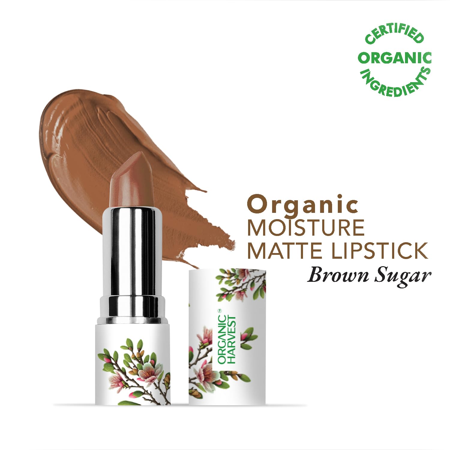 Organic Harvest Moisture Matte Lipstick - Brown Sugar | Langanhaltender brauner, cremiger matter Lippenstift | feuchtigkeitsspendende Formel | zertifiziertes Bio-Make-up | tierversuchsfrei & vegan, 4