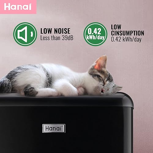 Miniatura 9 de WANAI Mini refrigerador retro de 3.5 pies cúbicos con congelador, refrigeradores compactos, nevera pequeña negra, refrigerador clásico de doble