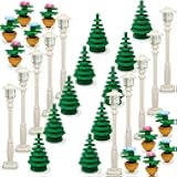 dspitwod City Street Lamp House Garden Building Accessories with Lights Trees and Flower Pot Block Toys Compatible with Major Bricks