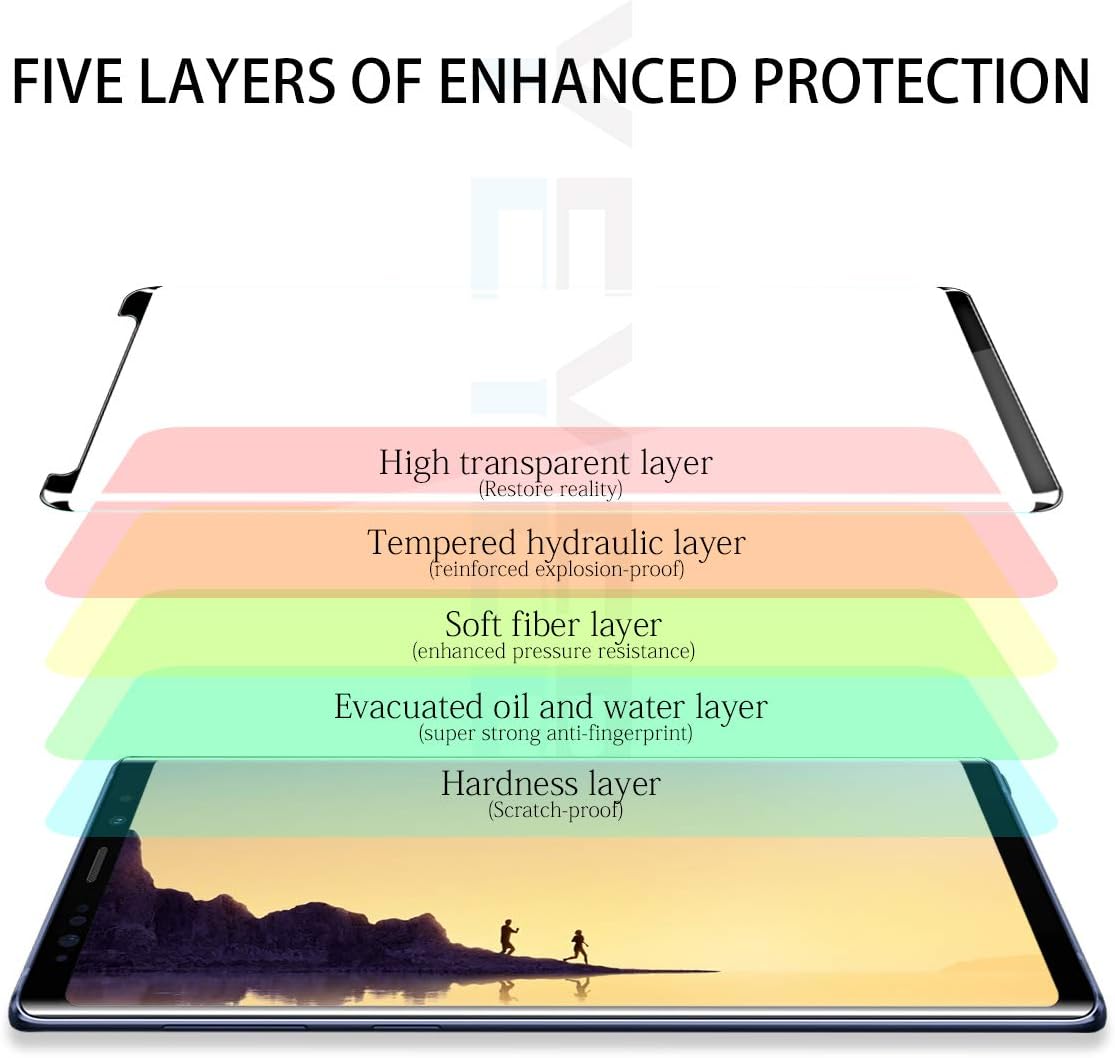 Galaxy Note 8 Screen Protector by YEYEBF, [2 Pack] Full Coverage Tempered Glass Screen Protector [3D Glass] [Anti-Glare] [Bubble-Free] Screen Protector Glass for Samsung Galaxy Note 8