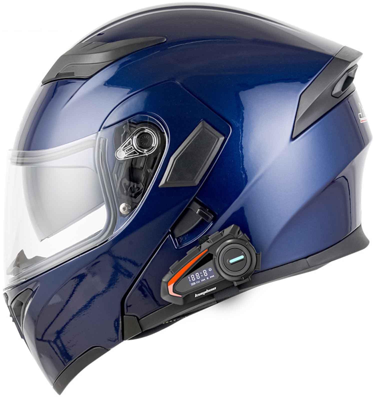 Modułowy kask motocyklowy Bluetooth, certyfikat DOT/ECE, kask szczękowy, na całą twarz, z dwuwarstwowym wizjerem i mikrofonem, dla dorosłych mężczyzn i kobiet (57 ~ 64 cm)