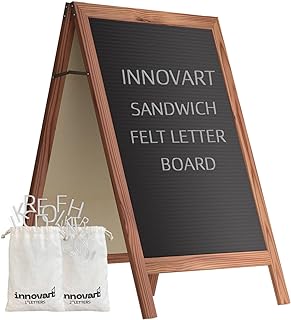 INNOVART A-Frame Sidewalk Sign 36"x20", Sandwich Felt Letter Board w/Changeable Letters, Double-Sided Felt Letter