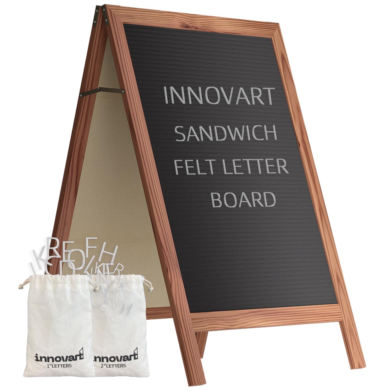 INNOVART A-Frame Sidewalk Sign 36 x 20 Double-Sided Felt Sandwich Letter Board