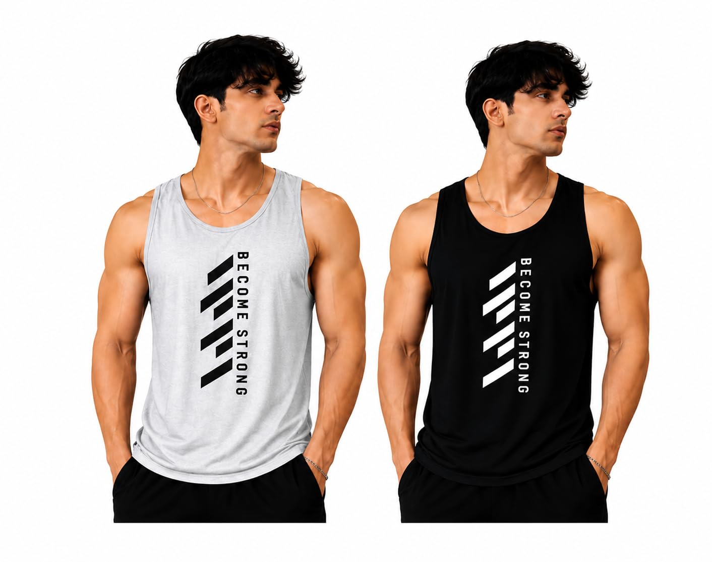 Men's Gym Tank Top, Graphic Print (in, Alpha, XL, Regular, 2, Black)-image-7