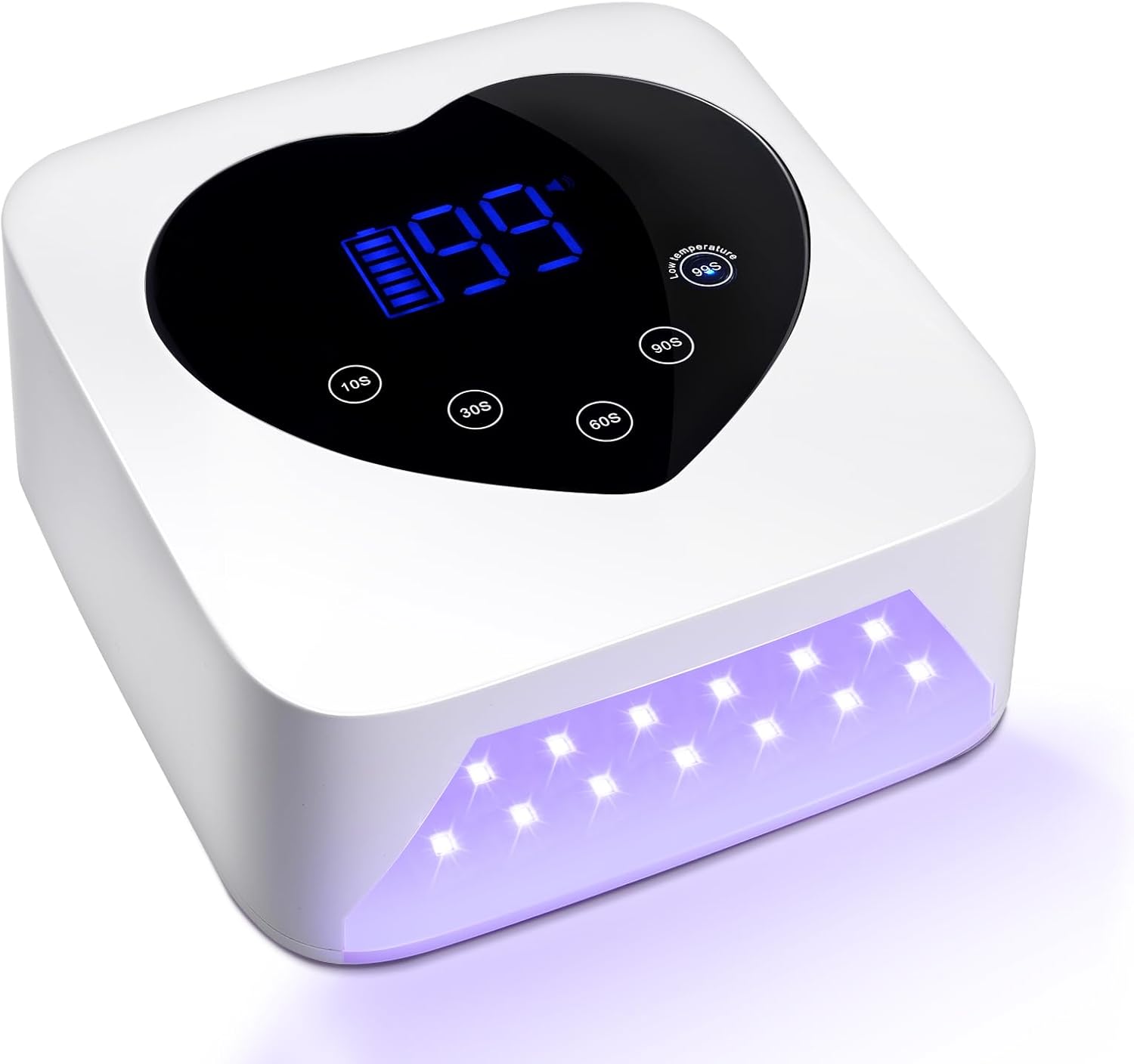 Cordless UV Led Nail Lamp, 72W UV Nail Light for Nail Polish, Rechargeable Nail Dryer, Heart Nail Lamp with 5 Timer and LCD Display, Professional Nail Lamp for Valentines Day Gifts and Nail Salon