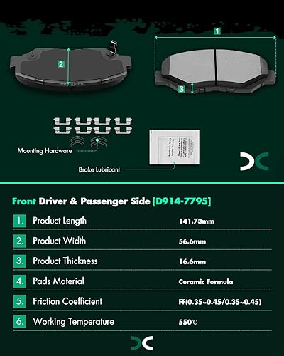 Miniatura 42 de SCITOO Kit de freno delantero Rotores de freno delantero y pastillas de freno de cerámica para 08-16 para Chrysler Town & Country, 08-16 para Dodge