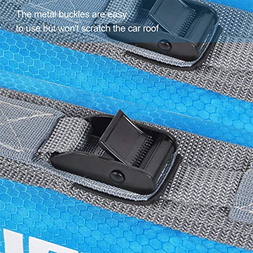Neolife Soft Roof Rack Pads with Single Wrap-Rax Straps for Surfboard, SUP Paddleboard, Snowboard, 28 (Pair) Blue