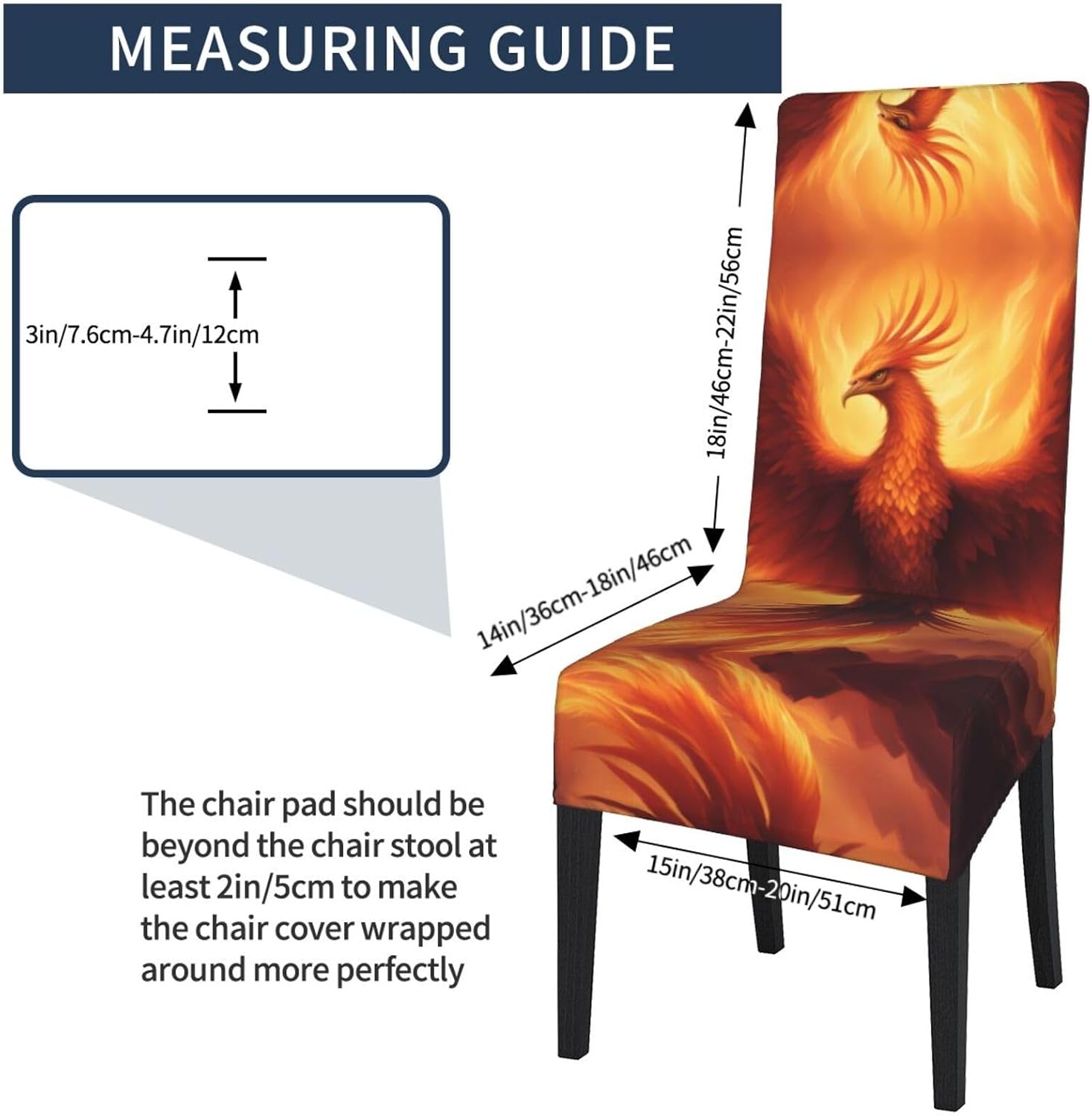 Beautiful Phoenix Prints Protection Cover for Dining Chair - Stretchable Chair Throw Covers for Dining Room, Hotel Event Party
