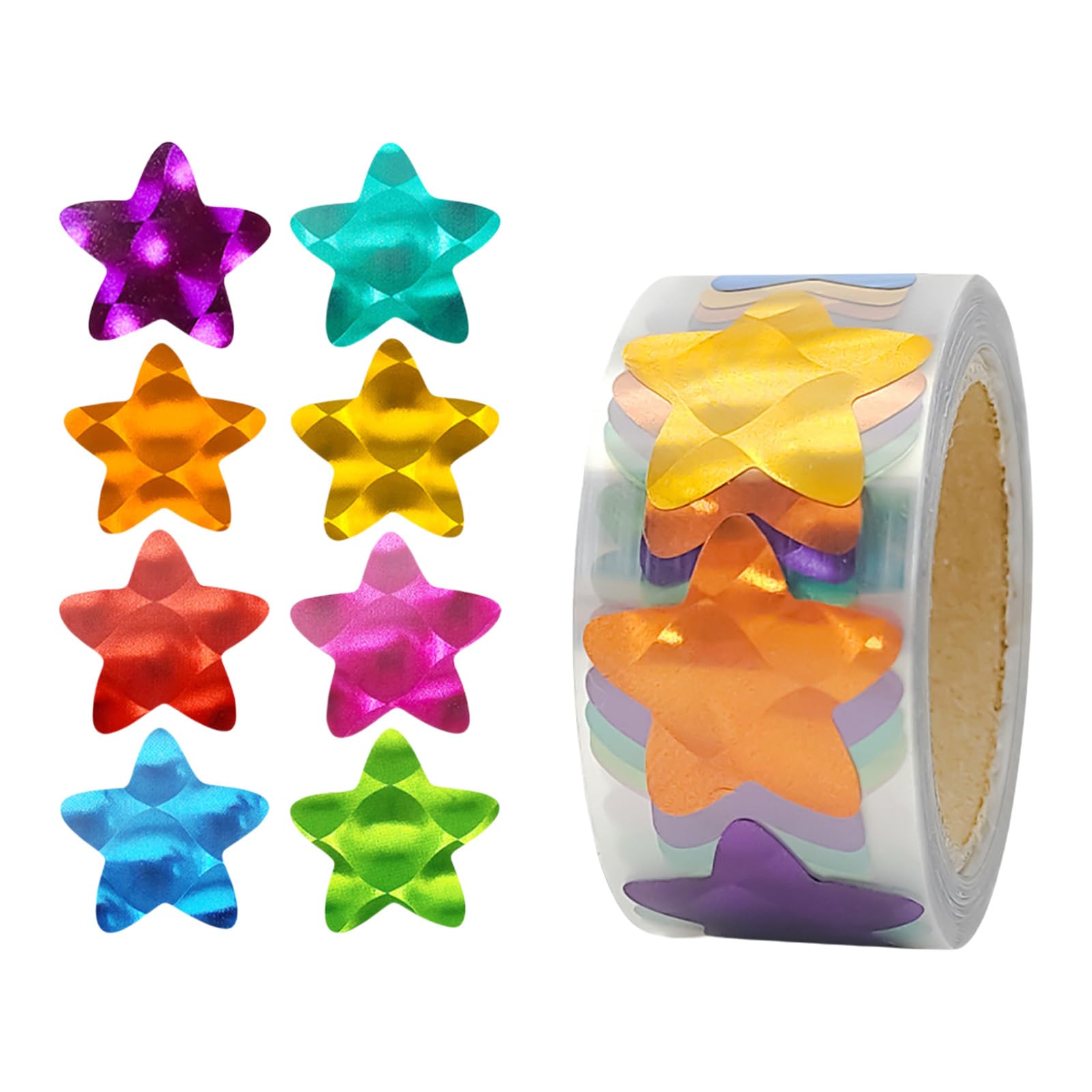 300Pcs Colorful Star Shaped Sticker Sparkling Five Pointed Star Sticker for Scrapbooking Journal Planner Packaging Kids Reward