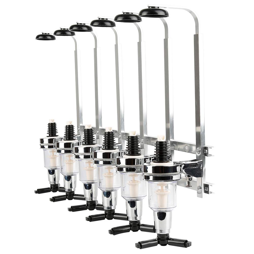 RELOVE - Portabotellas de pared, dispensador de botellas, dosificador, aluminio, 6 botellas, barra, dispensador de bebidas, botellas, dispensador de bebidas alcohólicas para fiesta bar