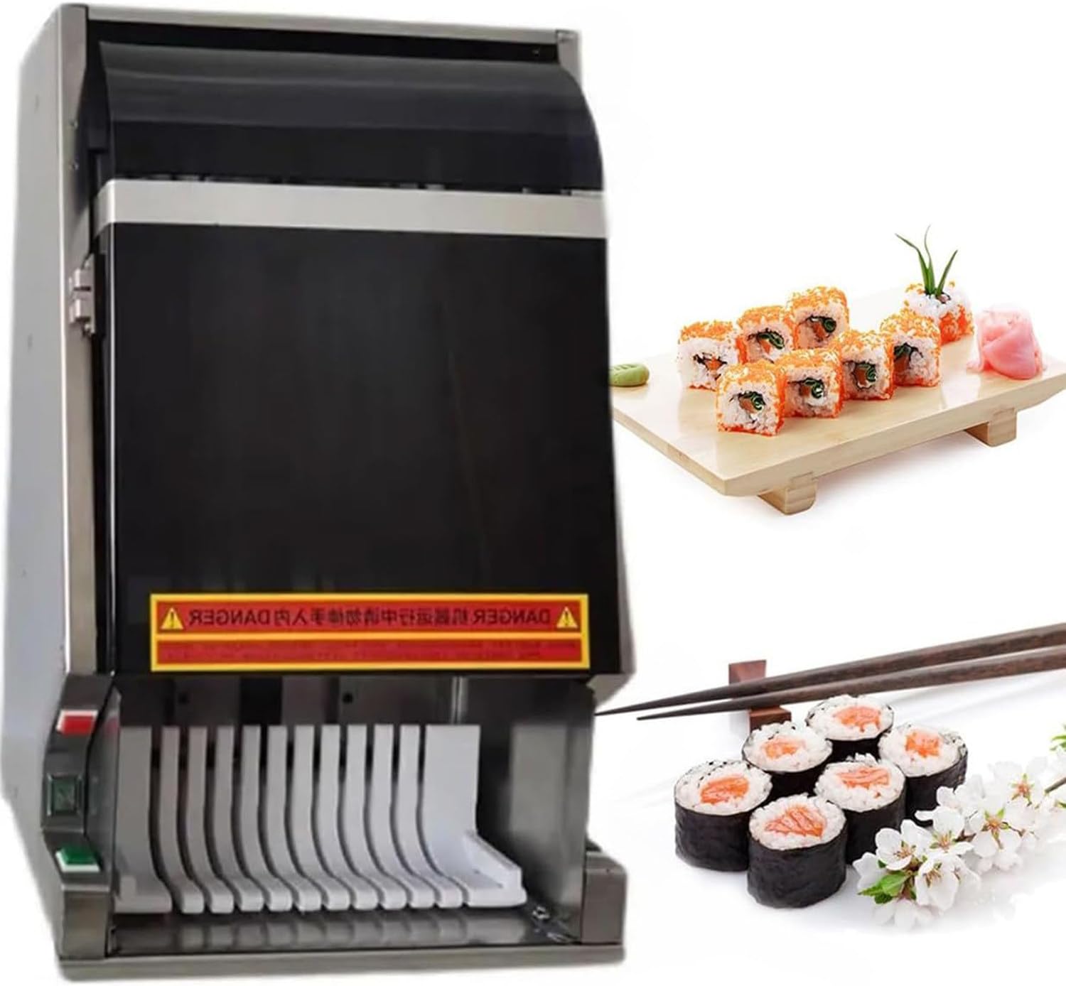 Máquina de corte de sushi, máquina de corte de rollos de sushi, cortador de onigiri de acero inoxidable, máquina de corte de arroz de algas marinas, juego de moldes de sushi, máquina de corte