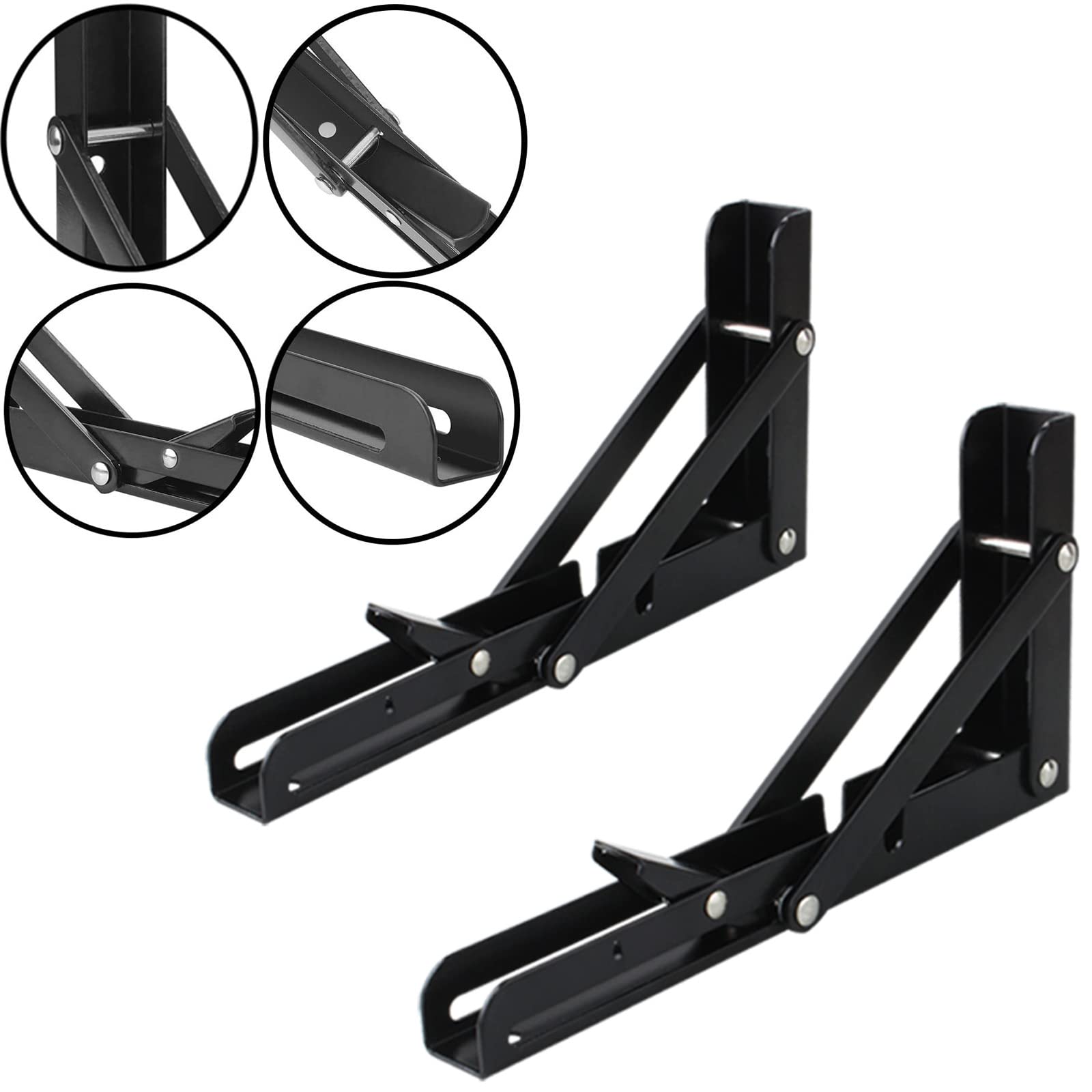 x2 Staffe per mensole Metallo,Supporti per Mensole Pieghevoli a Parete,Staffe multifunzionali Fai-da-Te,Reggimensola Pieghevoli Pesanti,Accessori Completi,400 * 175mm