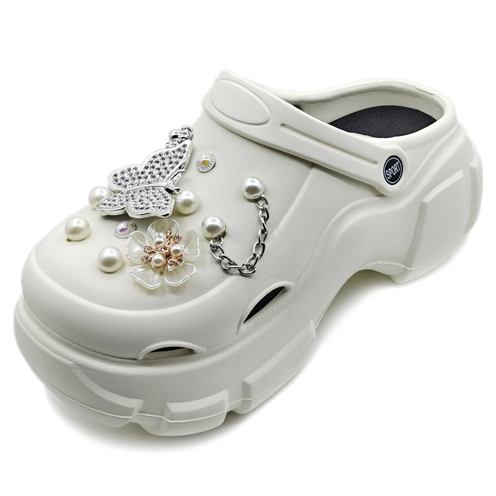 Solaud Donna Piattaforma Zoccoli Moda Accessori Decorativi Morbidi Comodi Leggeri Antiscivolo Spessa Aumentano l'altezza Modello Slip-on Spiaggia Piscina Giardino Sandali