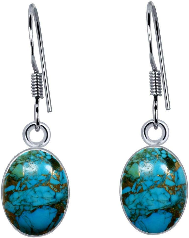 Choose Your Real Stone Earring Oval Shape Sterling Silver 18K Gold Plated Drop Pairs For Women