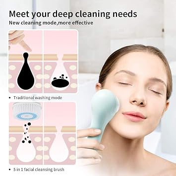 Compatible Replacement Facial Cleansing Brush, Skin Brightening Face Brush, Deep Pore Facial Brush Heads, Face Brush Head Replacement as Facial Cleaning Tool for Clogged and Enlarged Pores(4-Pack)
