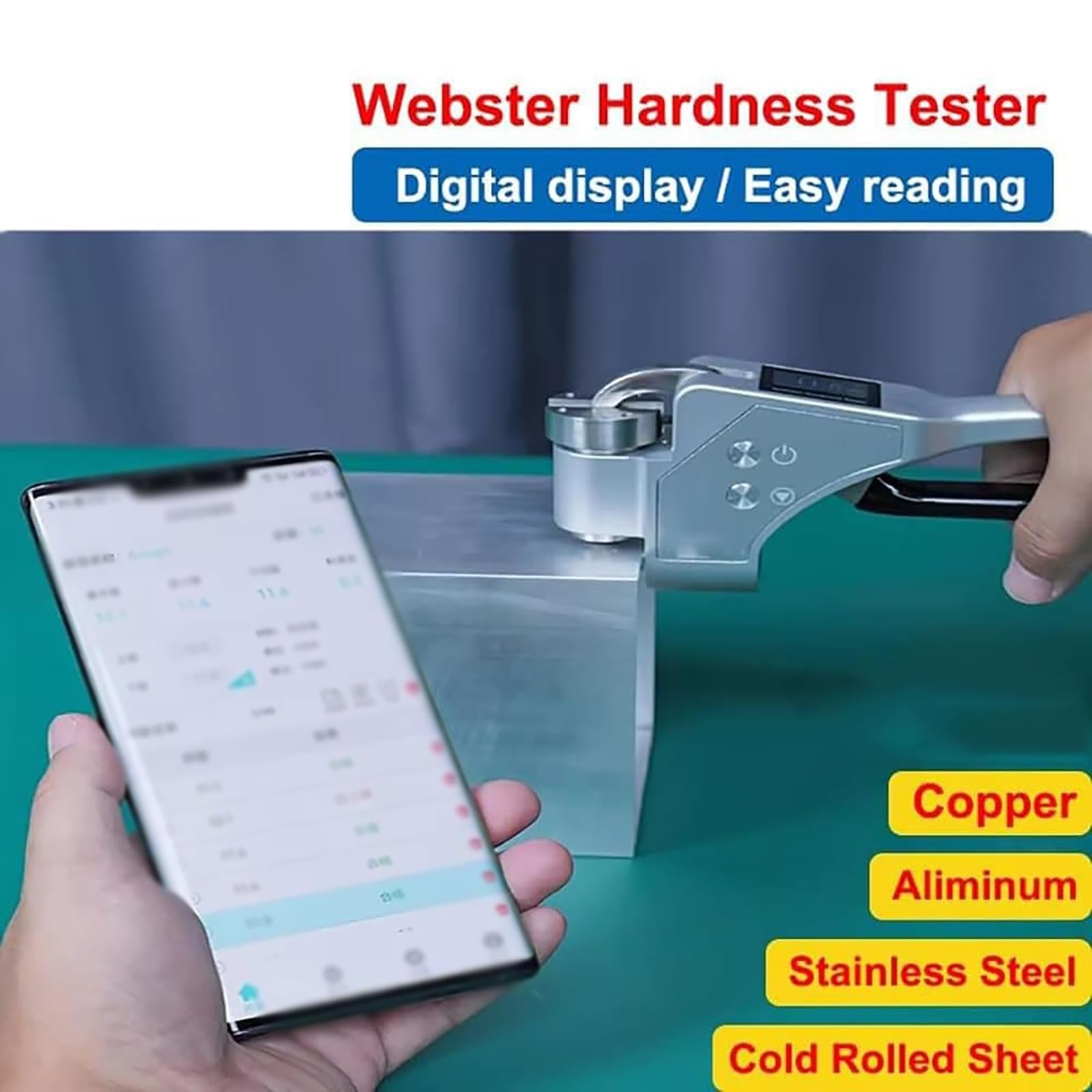 Probador digital de dureza para aluminio y cobre, durómetro de metal portátil con pantalla OLED, medidor de medición de alta precisión, almacenamiento automático de datos