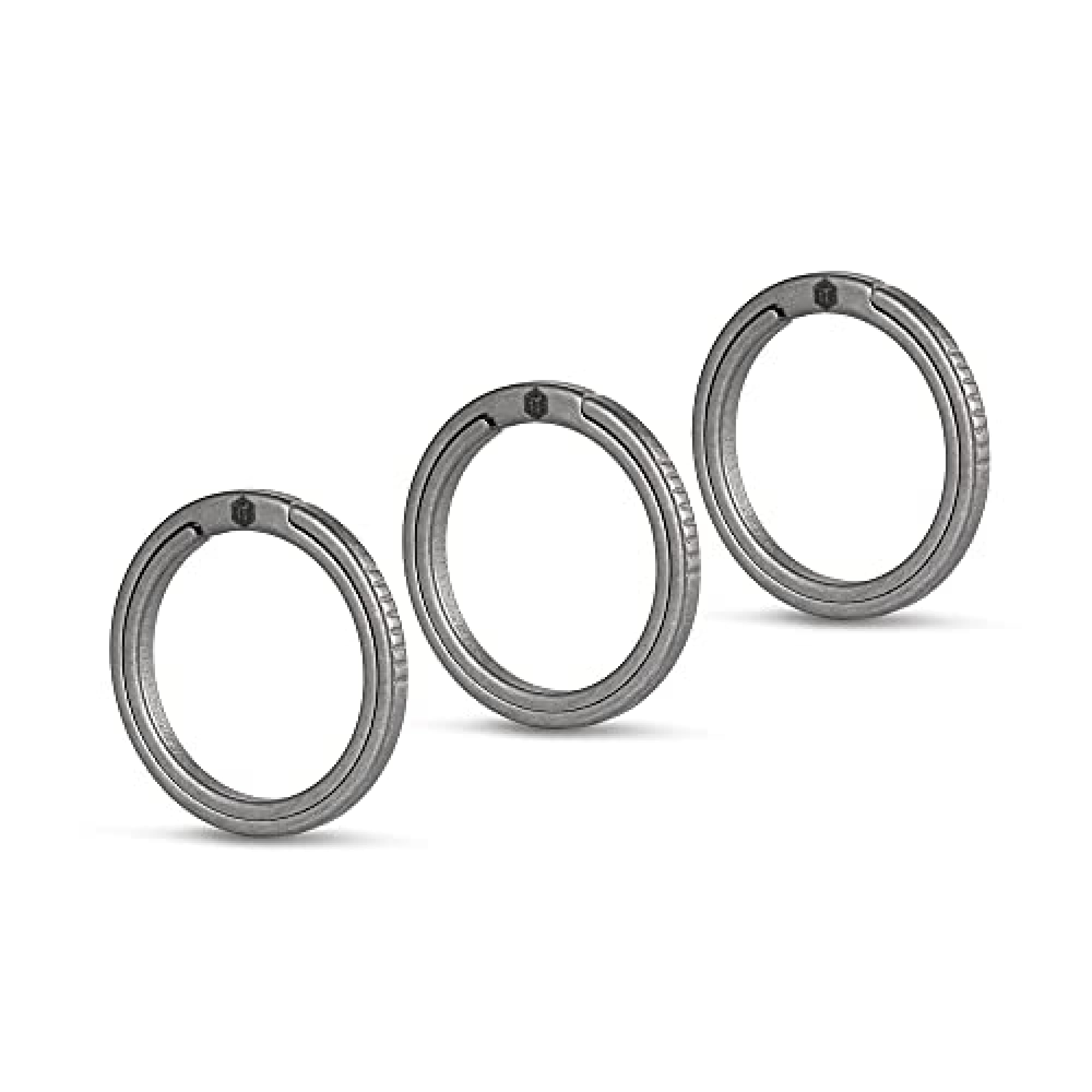 KeyUnity Titanium Flat Key Rings, 33/25/17.5mm Side Pushing Split Ring for Key Carabiner Flashlight Dog ID Collar Tag(3S)