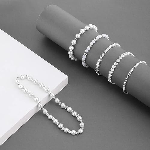 Miniatura 4 de Hicarer Juego de 1200 cuentas espaciadoras con forma de estrella, bola redonda Rondelle, espaciador facetado, corazón, flor, disco plano, cuentas