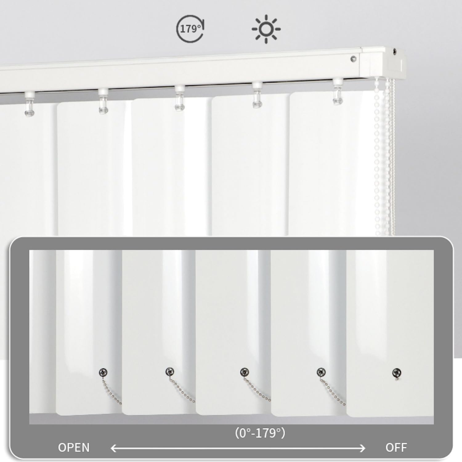 Cortina Lamas Verticales Opaca,Estores Verticales Corredera,Persianas Verticales Blackout para Puertas y Ventanas,con Accesorios,Tamaño Personalizable,Ancho x Alto (Blanco,120cm x 220cm)