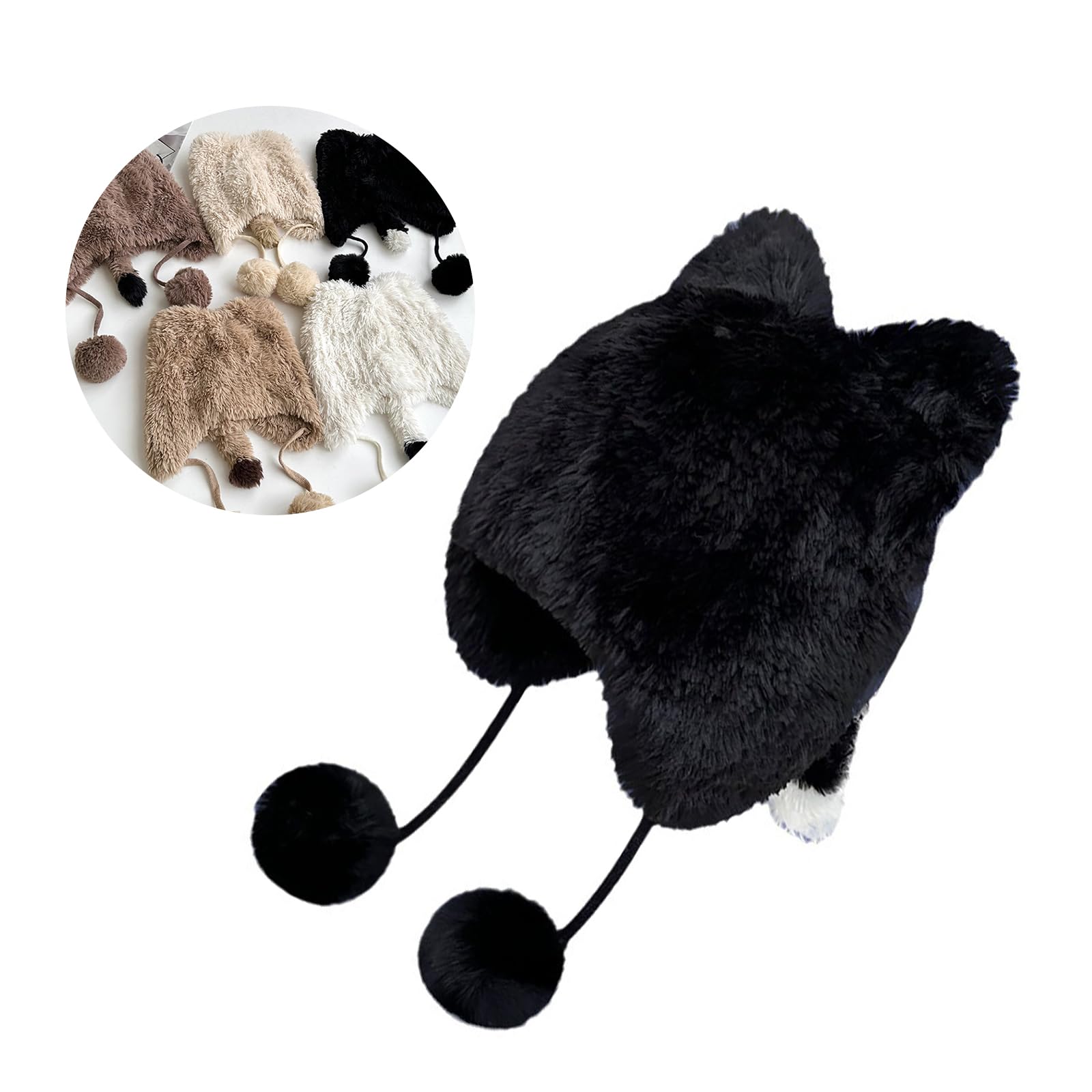 Oversized Kitten Hat Camping Photo Props New Year Thick Winter Hat Adults Kids Furry Cat Ears Photo Props