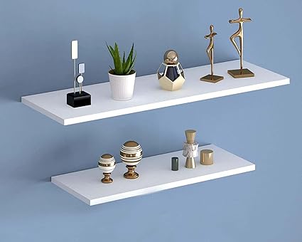 amaflip Verna Engineered Wood Wall Decor Shelf/Wall Mounted Shelf/Floating Wall Shelf/Wall Display Rack for Home Living Room Drawing Room Office (White) (D.I.Y)