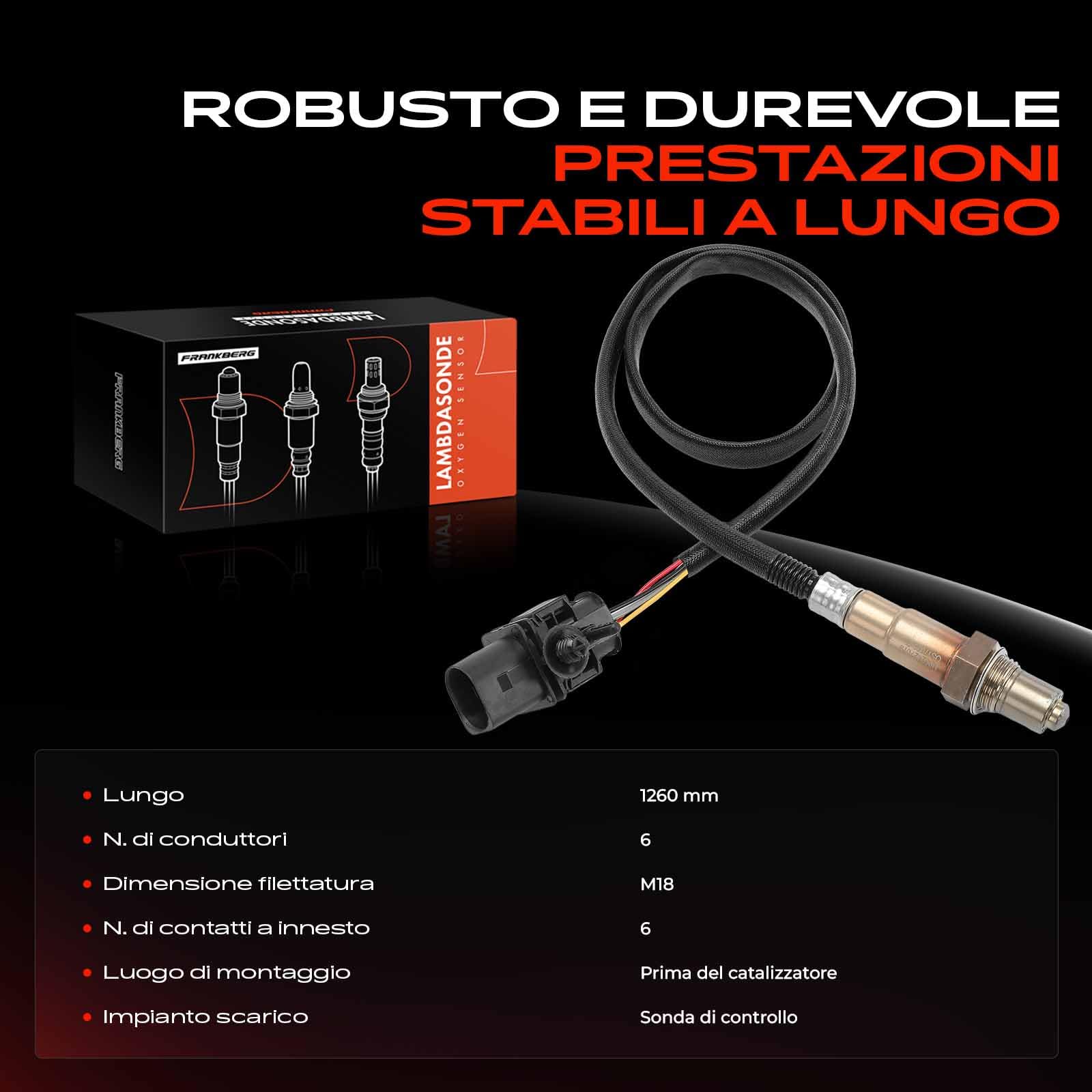 Frankberg Sonda lambda 6 poli Sonda di controllo Prima del catalizzatore Compatibile con Classe C W203 Classe E W211 Classe CLC CL203 CLK C209 Classe S W220 Classe E T-Model S211 Replace# 35427218