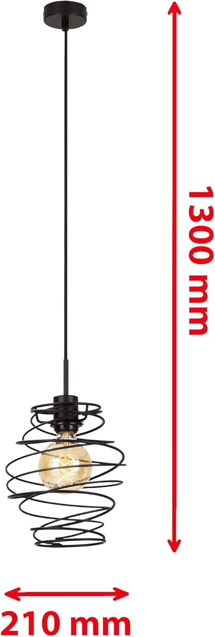 Briloner Briloner Leuchten Hanglamp, 1 lamp, retro/vintage, zwart staal, 1 x E27, max. 60 watt, zwart, 210 x 1300 mm (D x H). photo 2